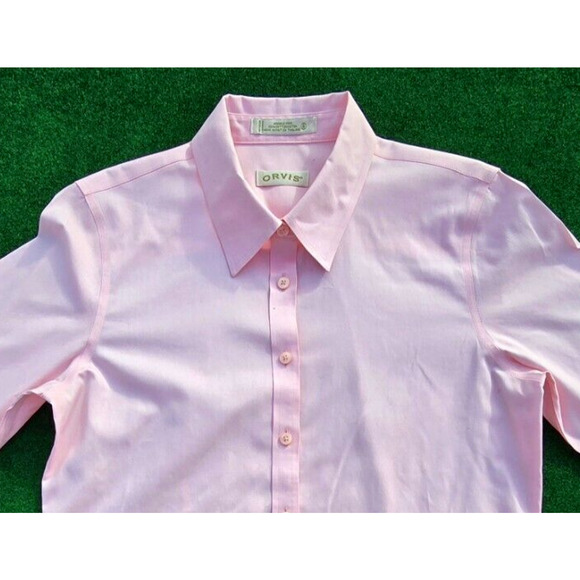 ORVIS Women's Size 8 Wrinkle Free Pink Long Sleeve Button Up Cotton Shirt - Picture 2 of 8